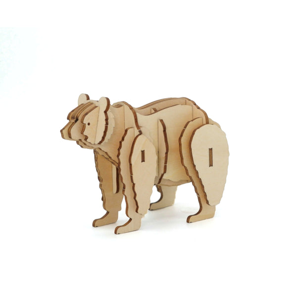 Flip Toys Wooden 3D Animal Model - Black Bear