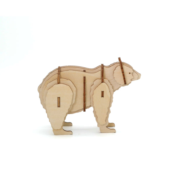 Flip Toys Wooden 3D Animal Model - Black Bear