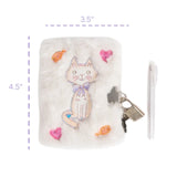 Great Pretenders Mini Plush Locked Journal & Pen - White Cuddle Cat