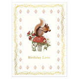 Art File Birthday Greeting Card - Love Squirrel on Mushroom