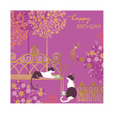 Art File Birthday Greeting Card - Garden Cats