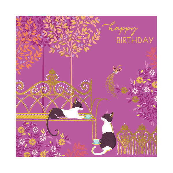 Art File Birthday Greeting Card - Garden Cats