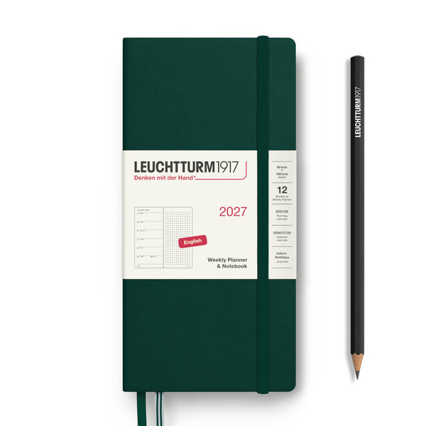 Leuchtturm1917 2027 Agenda - Weekly, Wallet Hardcover, Forest Green
