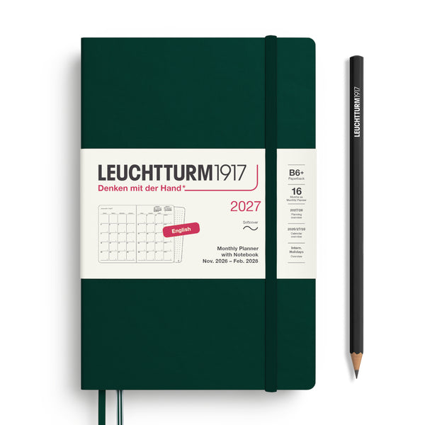 Leuchtturm1917 2027 Agenda - Monthly, B6+ Paperback, Forest Green