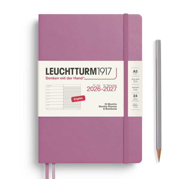 Leuchtturm1917 2026-2027 Agenda - Weekly, A5 Hardcover, Dusty Rose