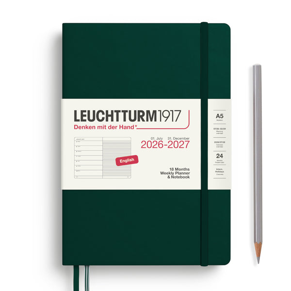 Leuchtturm1917 2026-2027 Agenda - Weekly, A5 Hardcover, Forest Green
