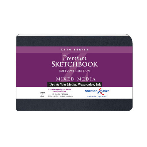 Stillman & Birn Mixed Media Soft Cover Sketchbook, Smooth 270gsm, 8x10"