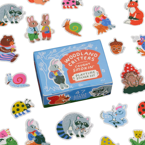 Blue Q Playtime Sticker Set - Woodland Critters Caught Smokin'