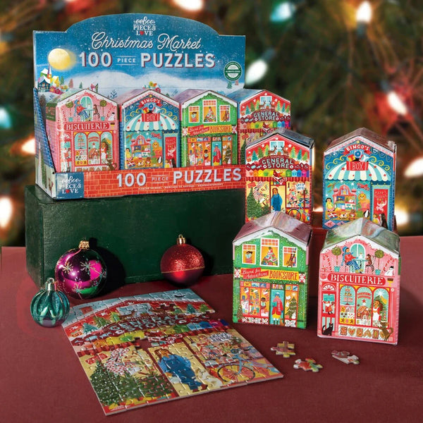 eeBoo 100pc Puzzle: Christmas Market Assortment
