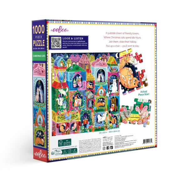 eeBoo 1000pc Puzzle - Christmas Cats