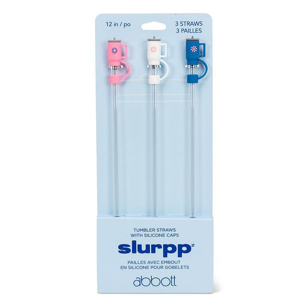Abbott Slurpp Jumbo Tumbler Straws with Silicone Caps 3pk - Drink Bottle Caps