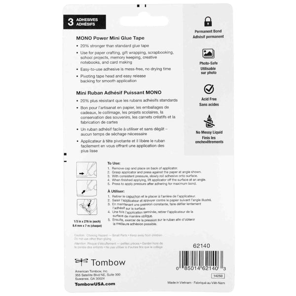 Tombow Mono Power Mini Glue Tape 3pk
