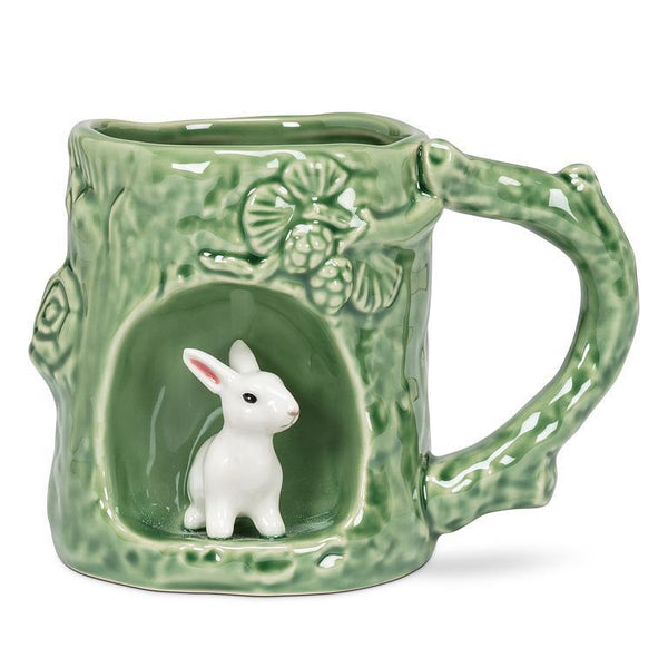Abbott Stoneware Mug 12oz: Tree Hollow Mug with Rabbit