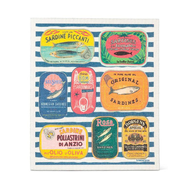 Abbott Swedish Sponge Cloths 2pk Sardine Tins On Stripes