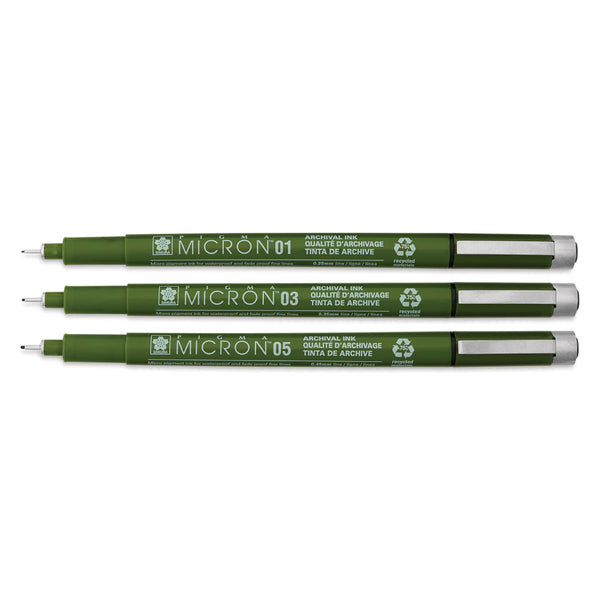 Sakura Pigma Micron Eco Fine Line Pen 3pk Black Set