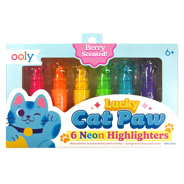 Ooly Lucky Cat Paw Scented Neon Highlighters Set of 6
