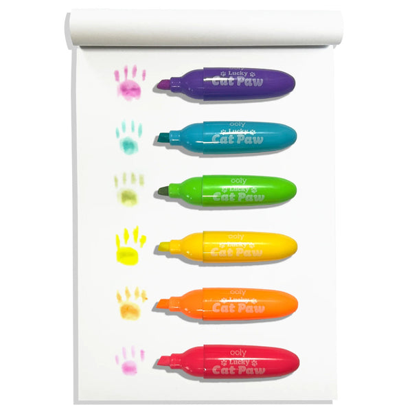 Ooly Lucky Cat Paw Scented Neon Highlighters Set of 6