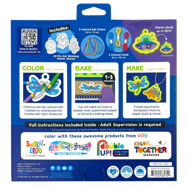 Ooly Shrink-Its! DIY Shrink Art Kit - Glow Buddies, 20 Charms