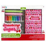 Ooly Strawberry Sugar Writing Kit 15pc Notebook, Scented Pens & Highlighters
