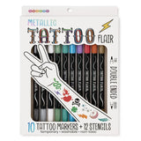 Snifty Tattoo Flair Markers 10pk Metallic + Stencils