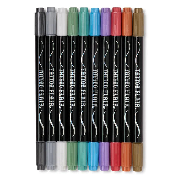Snifty Tattoo Flair Markers 10pk Metallic + Stencils