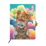 Crystal Art Locked Diary Kit - Kitten Clouds