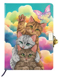 Crystal Art Locked Diary Kit - Kitten Clouds