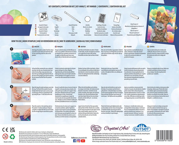 Crystal Art Locked Diary Kit - Kitten Clouds