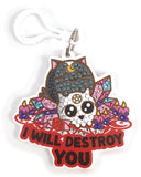 Crystal Art Bag Charm Fuzzballs - Cat, I Will Destroy You