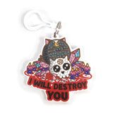 Crystal Art Bag Charm Fuzzballs - Cat, I Will Destroy You