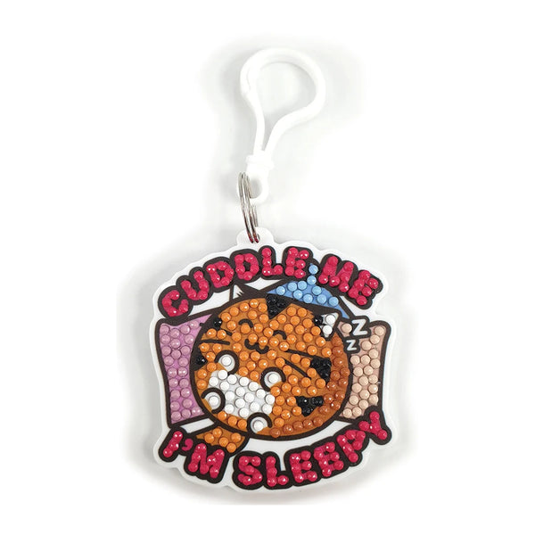 Crystal Art Bag Charm Fuzzballs - Cat, Cuddle Me