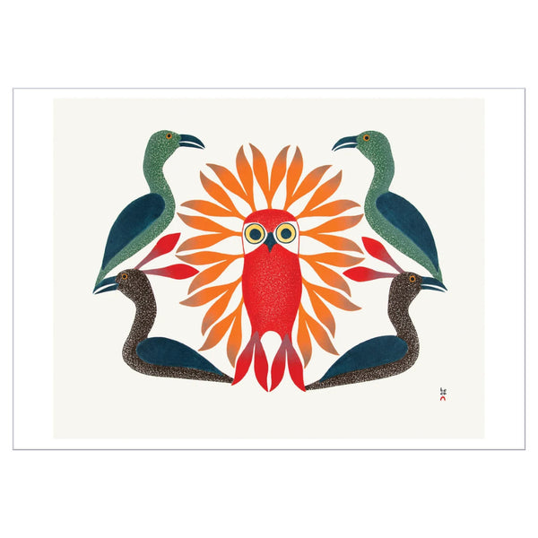 Pomegranate Birthday Greeting Card - Kenojuak Ashevak: Loons Protect Owl