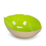 Green and beige bowl on a white background