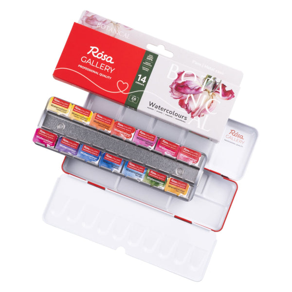 Rosa Watercolour Metal Case Set of 14 - Botanical