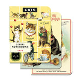 Cavallini Mini (A6) Notebook Set 3pk - Cats, Mixed Paper 4x5.5" 96pg