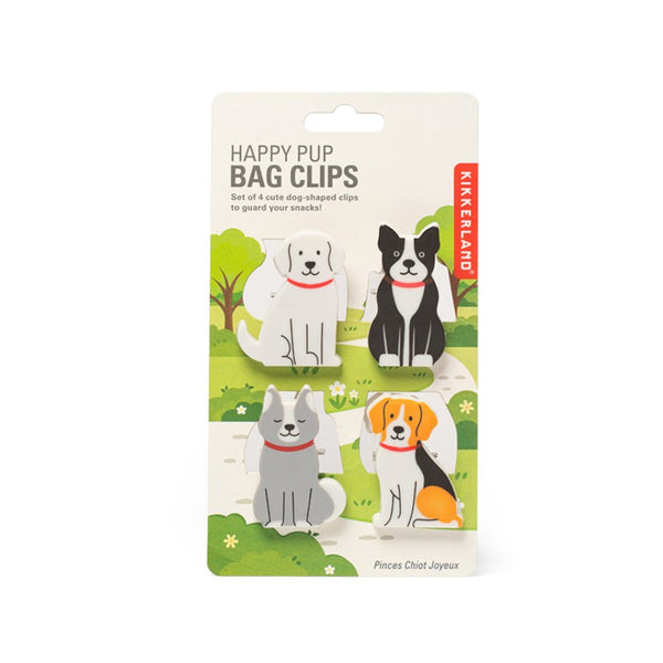 Kikkerland Happy Pup Bag Clips 4pk