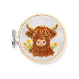 Kikkerland Mini Cross Stitch Embroidery Kit - Highland Cow