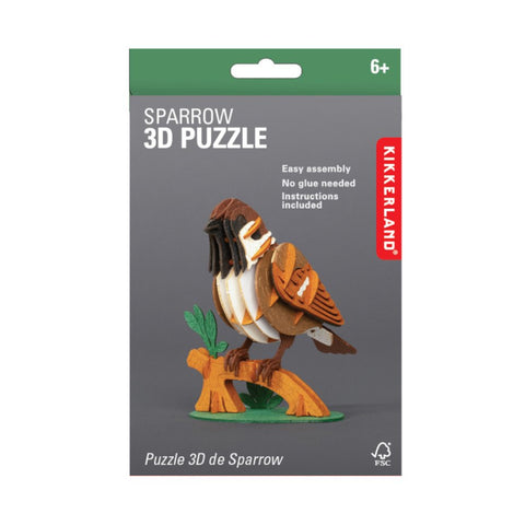 Kikkerland 3D Wooden Puzzle - Sparrow