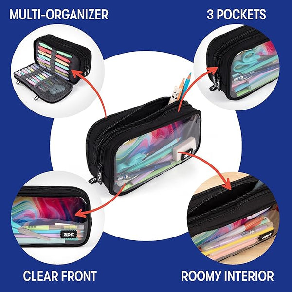 Zipit Half & Half Pencil Case - Rainbow