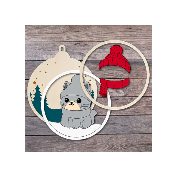 The Craft Witch Winter Wonderland Ornament Kit - Gray Cat