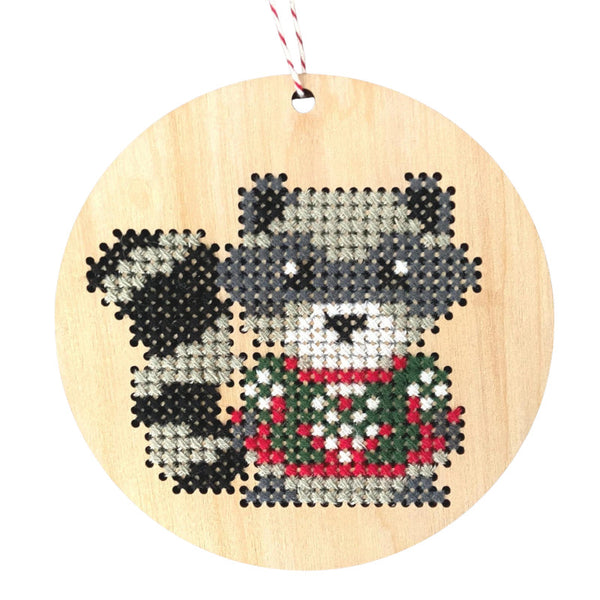 Canadian Stitchery Christmas Ornament Cross Stitch Kit - Roncy Raccoon