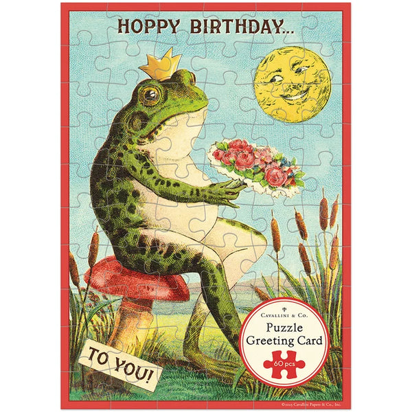 Cavallini 60pc Puzzle Greeting Card - Happy Birthday Frog