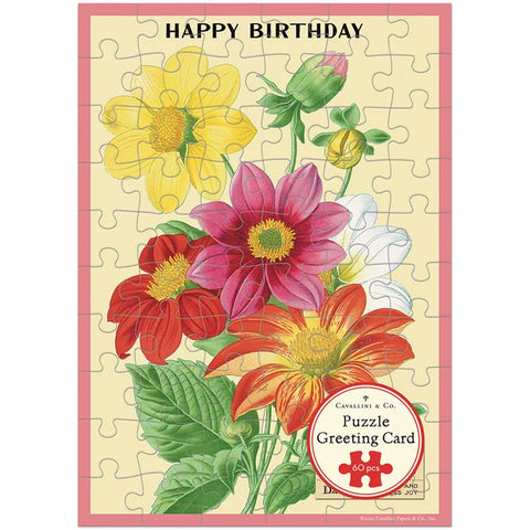 Cavallini 60pc Puzzle Greeting Card - Happy Birthday Language of Flowers