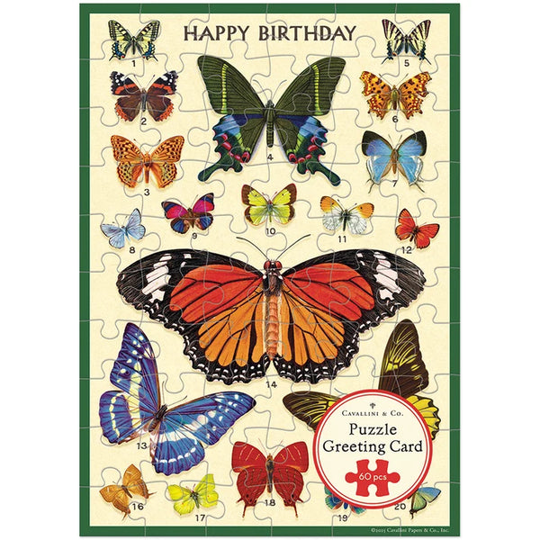 Cavallini 60pc Puzzle Greeting Card - Happy Birthday Butterflies