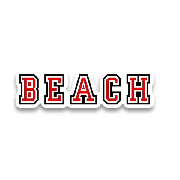 Forever Blue Vinyl Bumper Sticker: Beach - Red & Black
