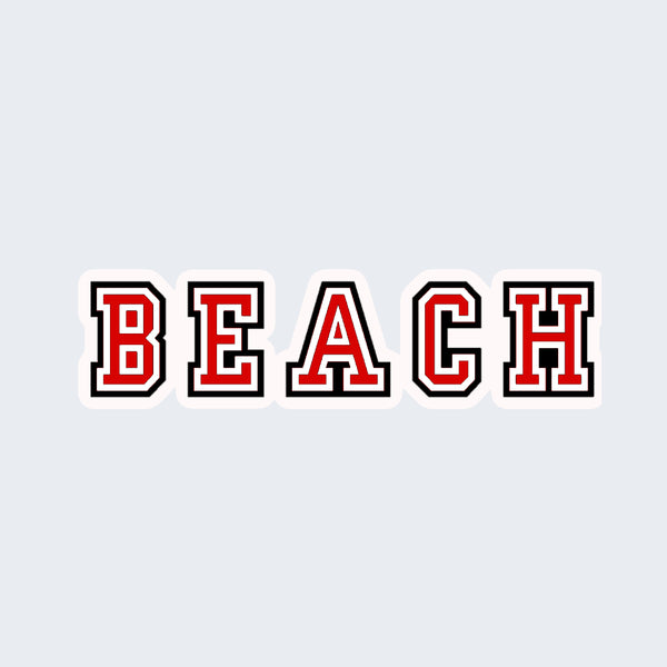Forever Blue Vinyl Bumper Sticker: Beach - Red & Black