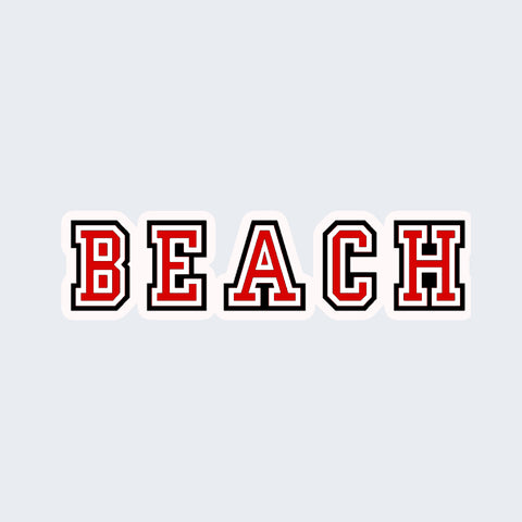 Forever Blue Vinyl Bumper Sticker: Beach - Red & Black