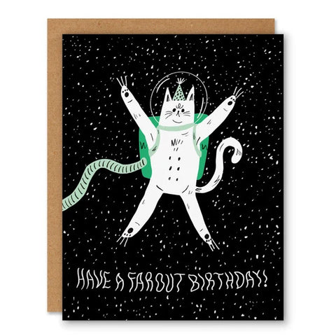Badger & Burke Birthday Greeting Card - Far Out Birthday Cat