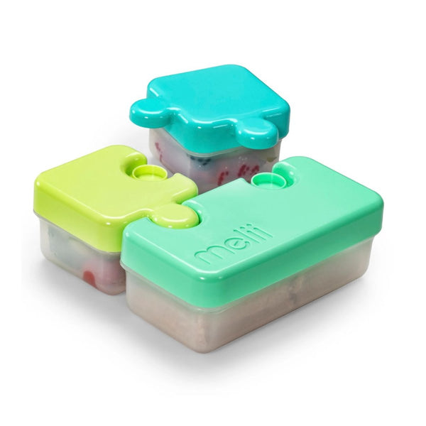 Melii 3 Compartment Puzzle Food Storage Container - Green Combo