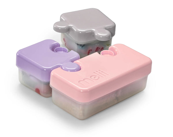 Melii 3 Compartment Puzzle Food Storage Container - Pink Combo